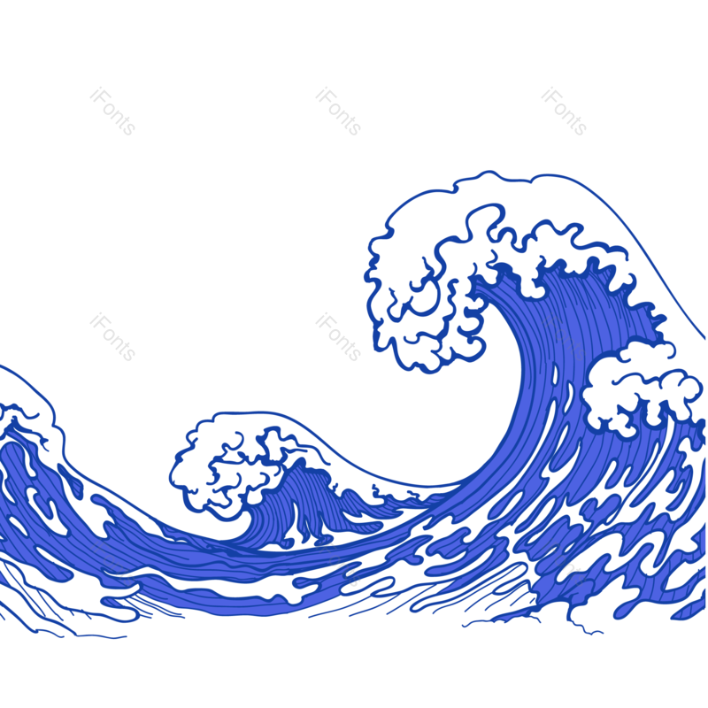 卡通图片,水花元素,蓝色PNG,手绘波浪免抠素材